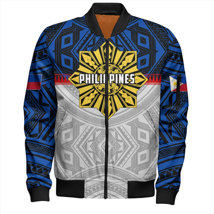 Philippines Bomber Jacket Filipino Tribal Sun Flag