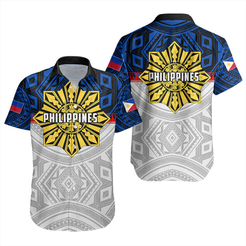 Philippines Short Sleeve Shirt Filipino Tribal Sun Flag
