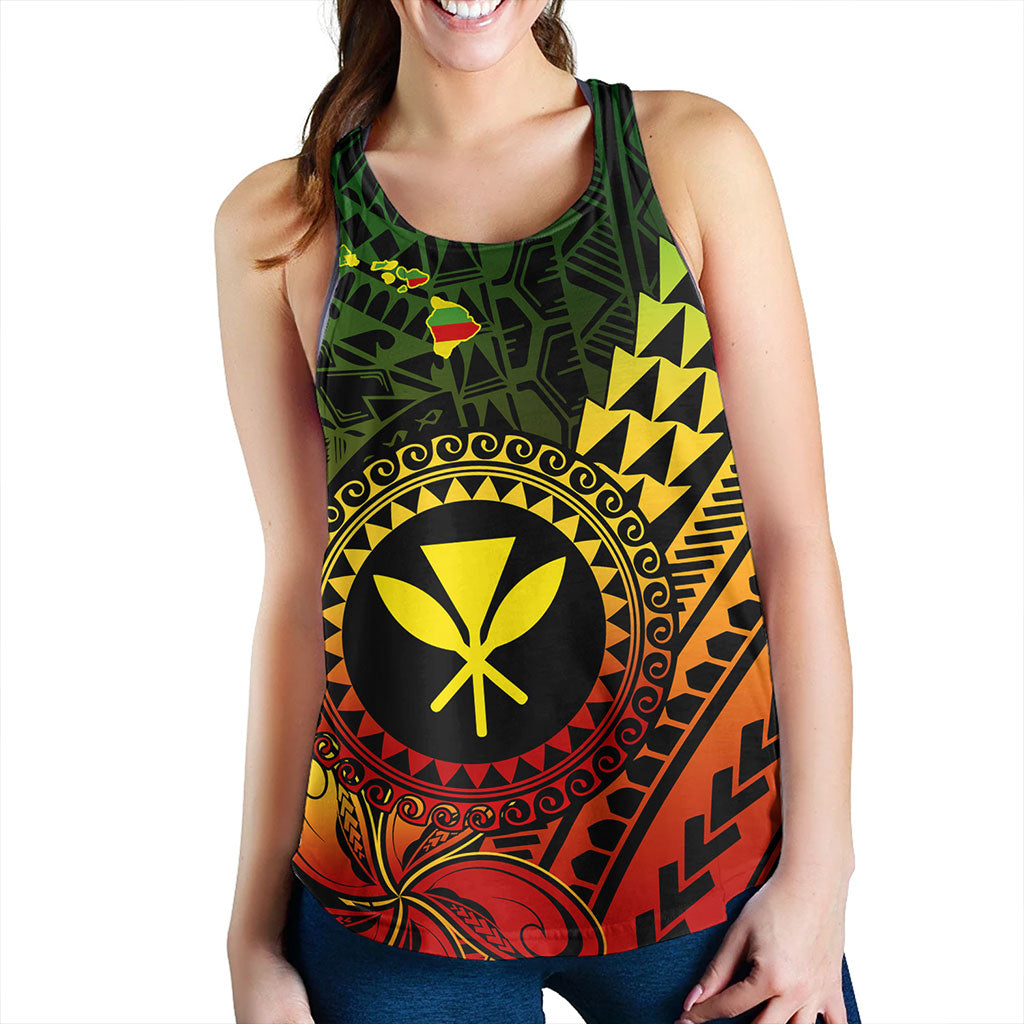 Hawaii Women Tank Polynesian Style With Coat Of Arms And Map
