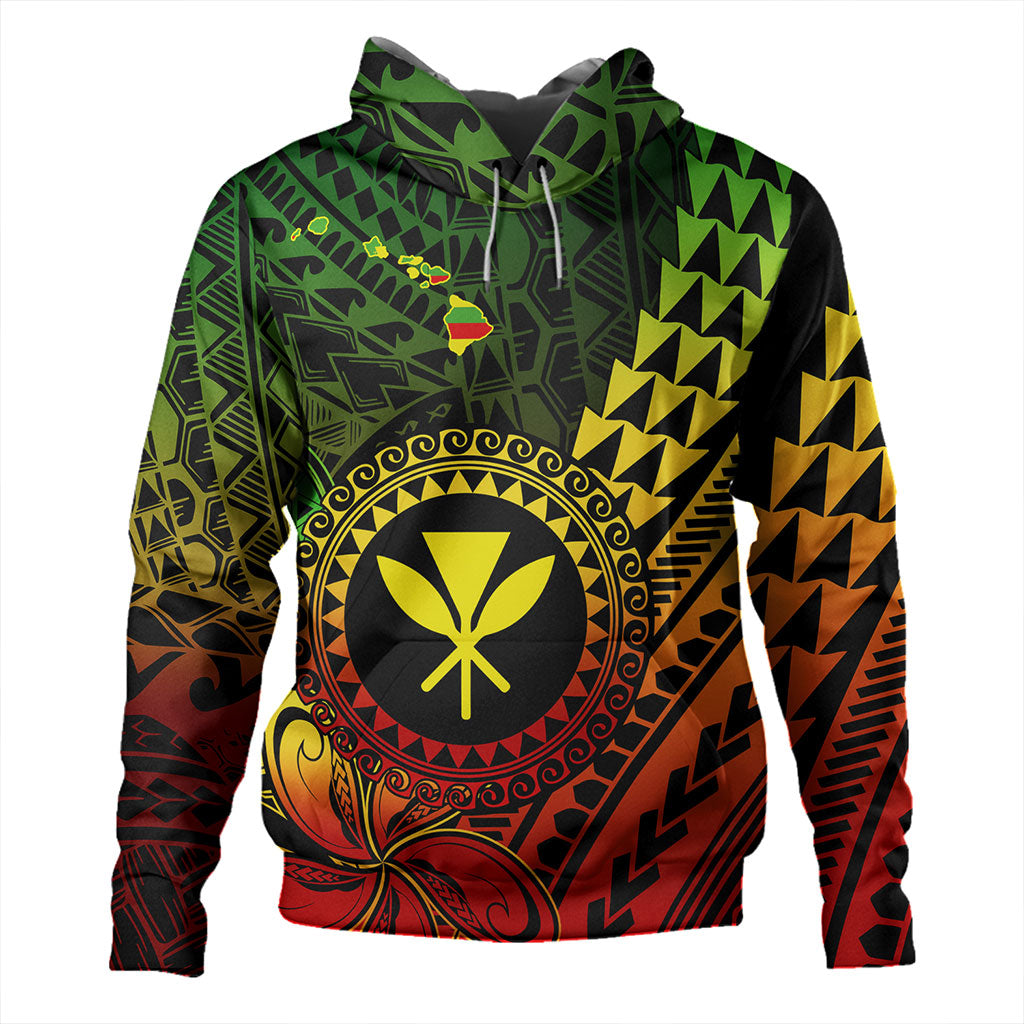 Hawaii Hoodie Polynesian Style With Coat Of Arms And Map