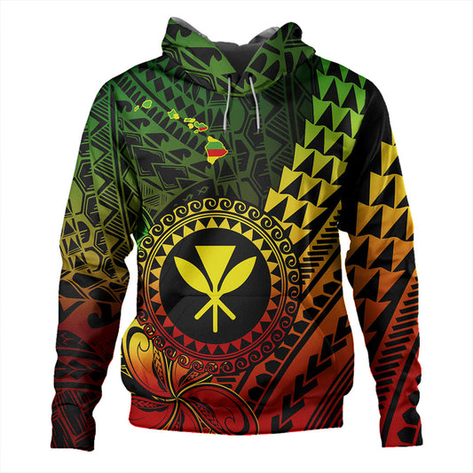 Hawaii Hoodie Polynesian Style With Coat Of Arms And Map
