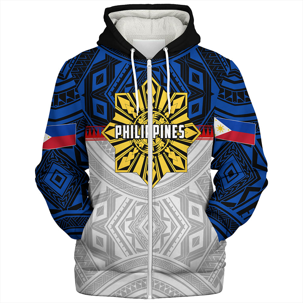 Philippines Sherpa Hoodie Filipino Tribal Sun Flag