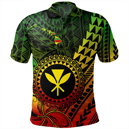 Hawaii Polo Shirt Polynesian Style With Coat Of Arms And Map