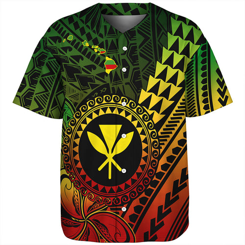 Hawaii Baseball Shirt Polynesian Style With Coat Of Arms And Map
