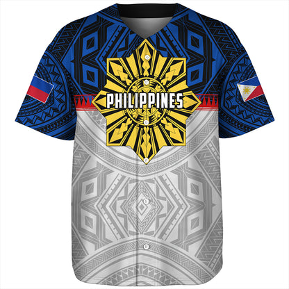 Philippines Baseball Shirt Filipino Tribal Sun Flag