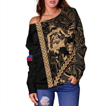 Philippines Filipinos Off Shoulder Sweatshirt Tribal Polynesia Lapu Lapu