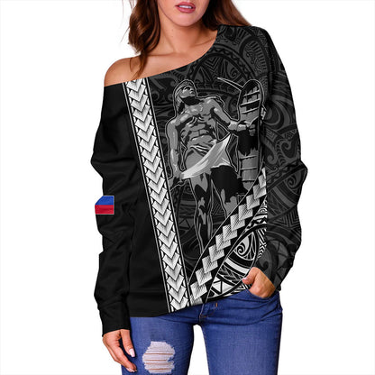 Philippines Filipinos Off Shoulder Sweatshirt Tribal Polynesia Lapu Lapu
