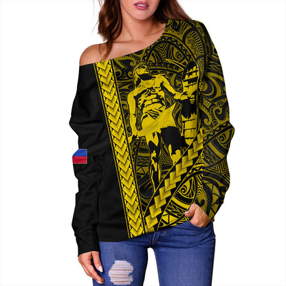 Philippines Filipinos Off Shoulder Sweatshirt Tribal Polynesia Lapu Lapu