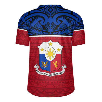 Philippines Filipinos Custom Personalised Rugby Jersey Coat Of Arms Tribal Patterns Style