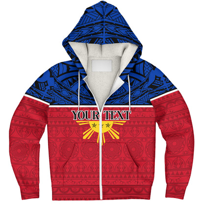 Philippines Filipinos Custom Personalised Sherpa Hoodie Coat Of Arms Tribal Patterns Style