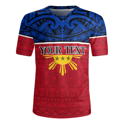 Philippines Filipinos Custom Personalised Rugby Jersey Coat Of Arms Tribal Patterns Style
