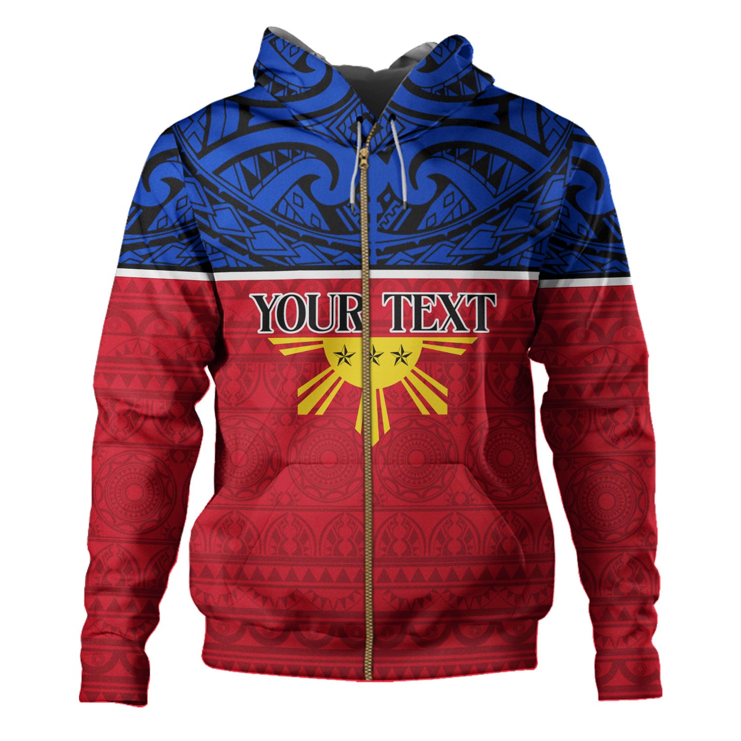 Philippines Filipinos Custom Personalised Hoodie Coat Of Arms Tribal Patterns Style