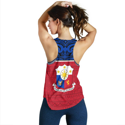 Philippines Filipinos Custom Personalised Women Tank Coat Of Arms Tribal Patterns Style