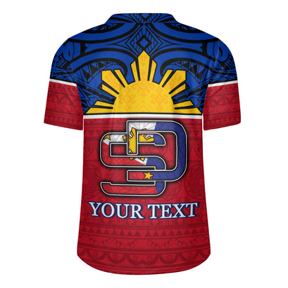 Philippines Filipinos Custom Personalised Rugby Jersey San Diego Tribal Patterns Style