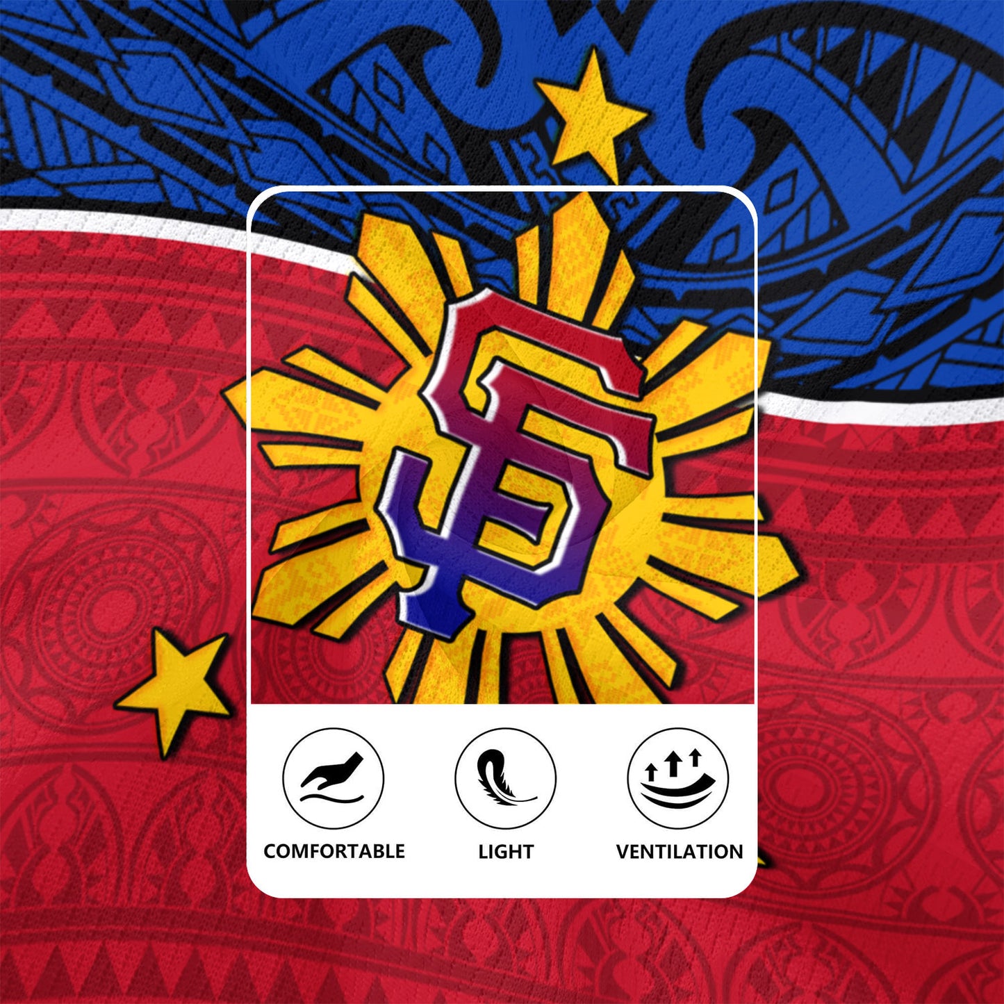 Philippines Filipinos Custom Personalised Rugby Jersey San Francisco Tribal Patterns Style