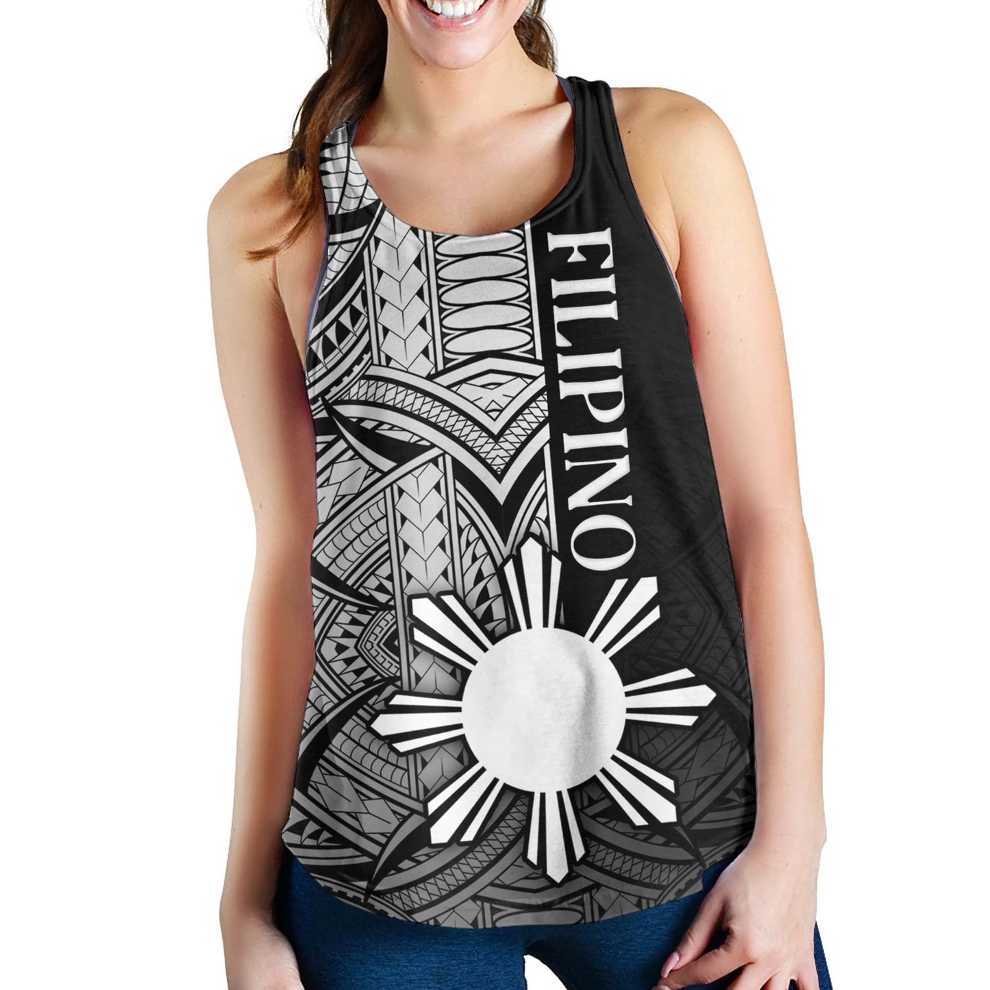 Philippines Filipinos Women Tank Cool Filipino Tribal Tatau Style
