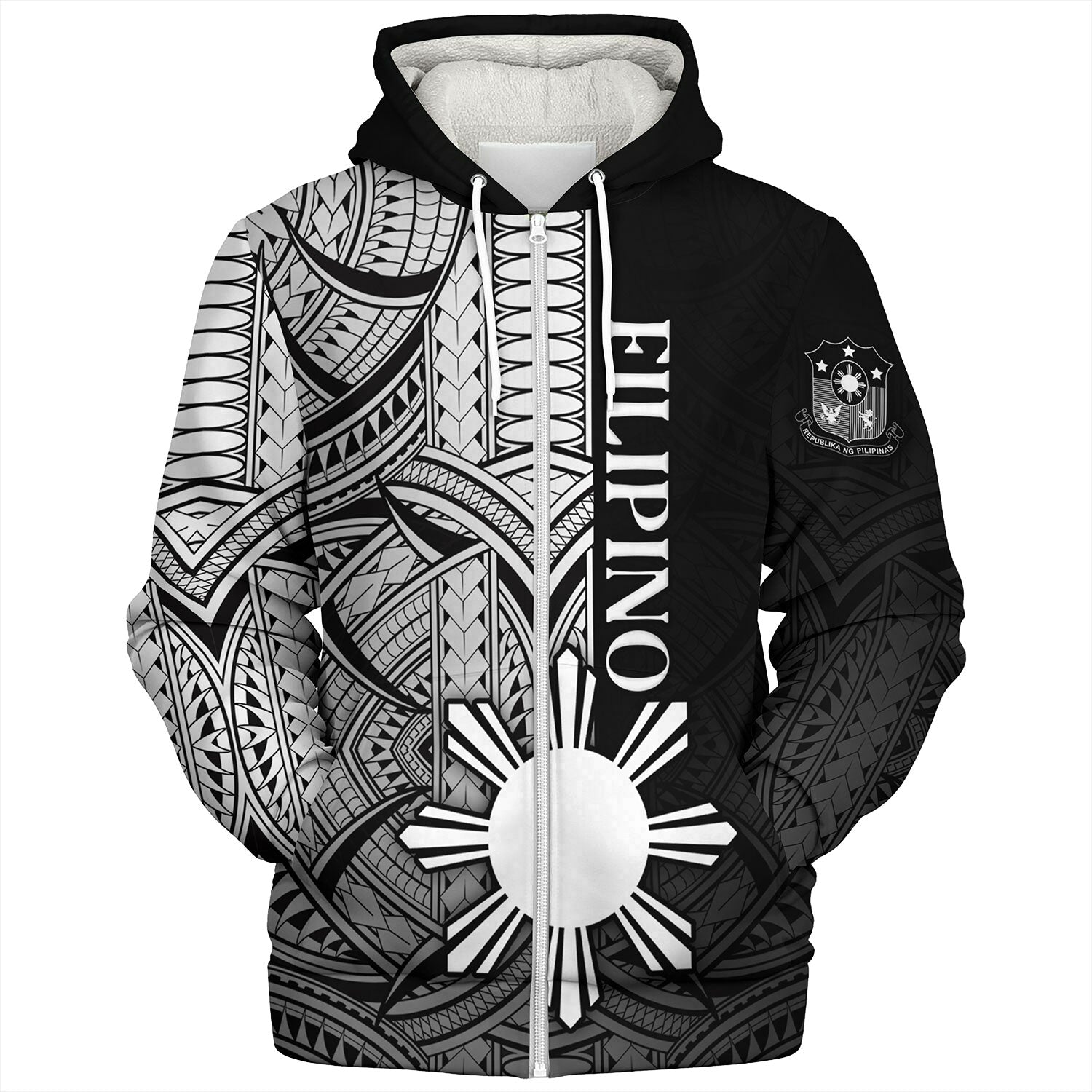 Philippines Filipinos Sherpa Hoodie Cool Filipino Tribal Tatau Style