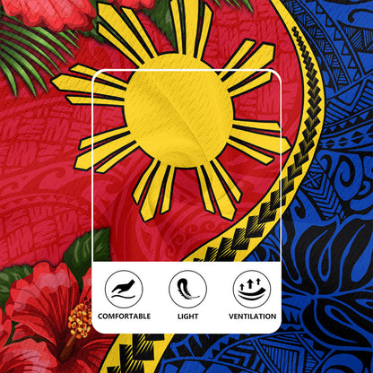 Philippines Filipinos Rugby Jersey Tribal Polynesian With Hibiscus Flower