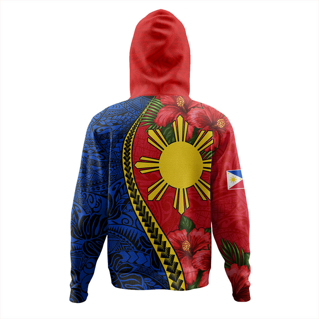 Philippines Filipinos Hoodie Tribal Polynesian With Hibiscus Flower