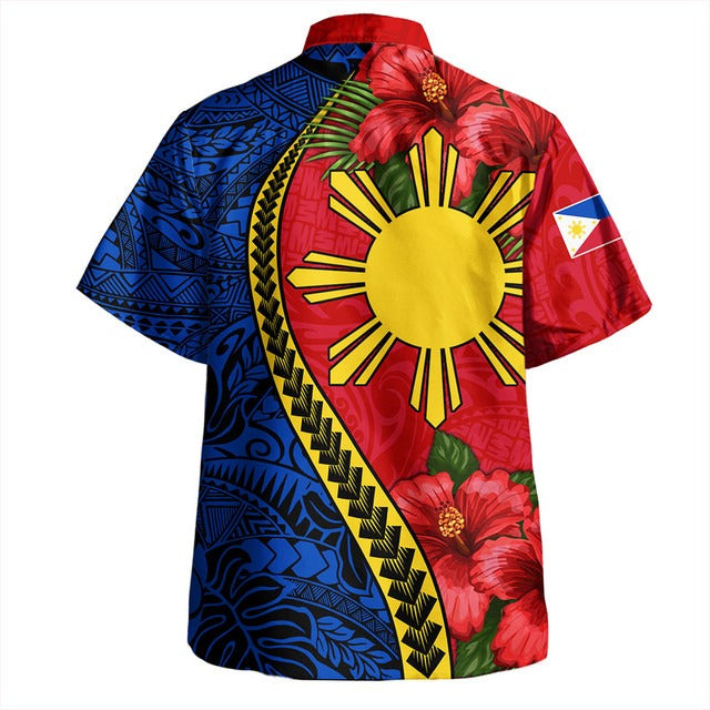Philippines Filipinos Hawaiian Shirt Tribal Polynesian With Hibiscus Flower