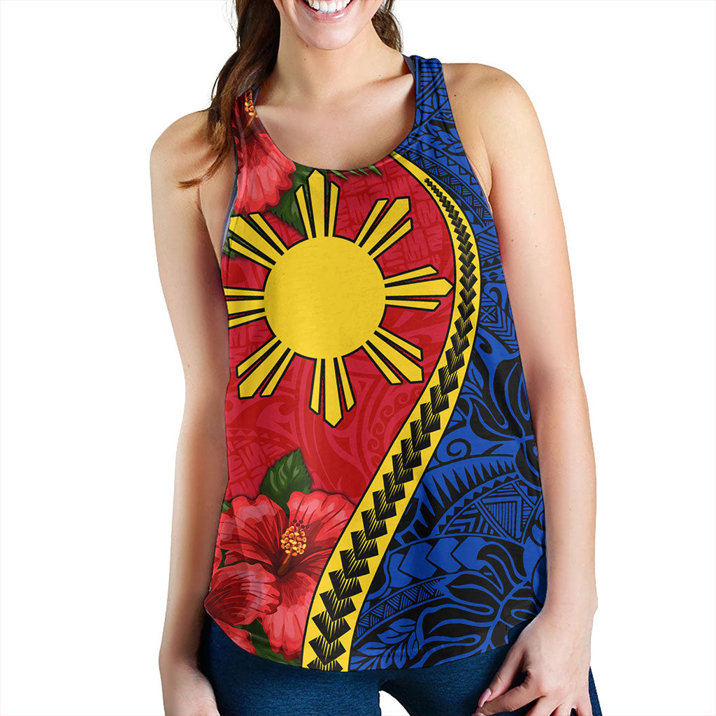 Philippines Filipinos Women Tank Tribal Polynesian With Hibiscus Flower