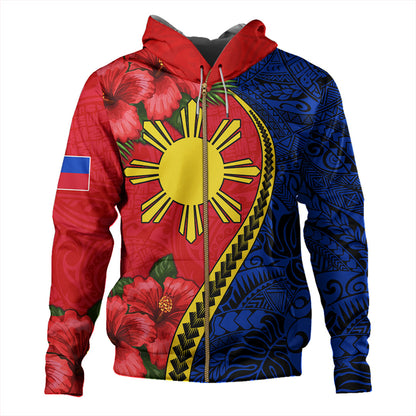 Philippines Filipinos Hoodie Tribal Polynesian With Hibiscus Flower