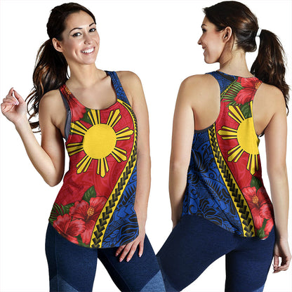 Philippines Filipinos Women Tank Tribal Polynesian With Hibiscus Flower