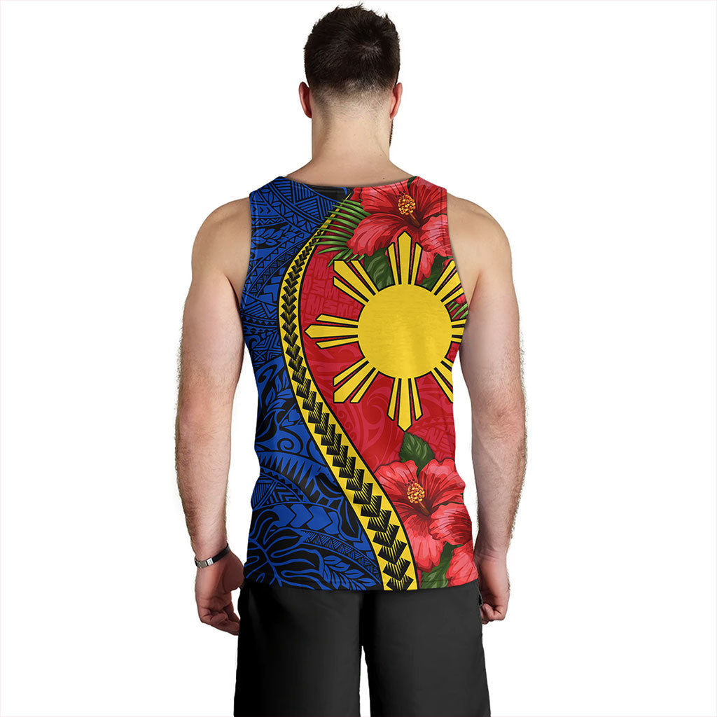 Philippines Filipinos Tank Top Tribal Polynesian With Hibiscus Flower