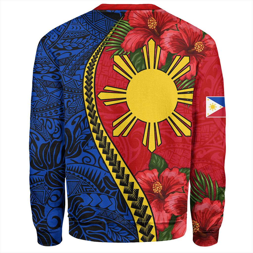 Philippines Filipinos Sweatshirt Tribal Polynesian With Hibiscus Flower