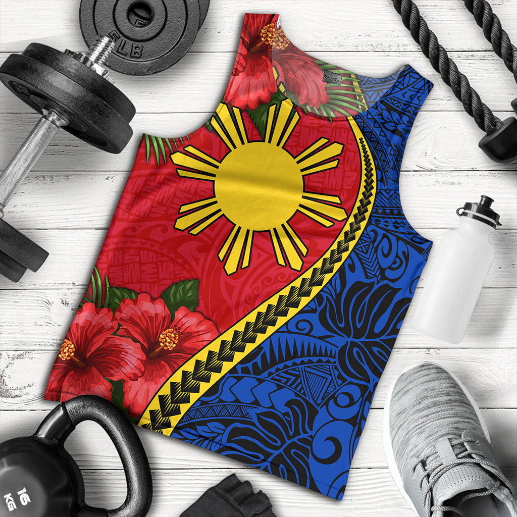Philippines Filipinos Tank Top Tribal Polynesian With Hibiscus Flower