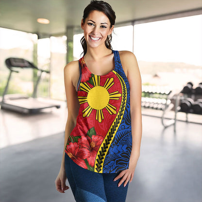 Philippines Filipinos Women Tank Tribal Polynesian With Hibiscus Flower