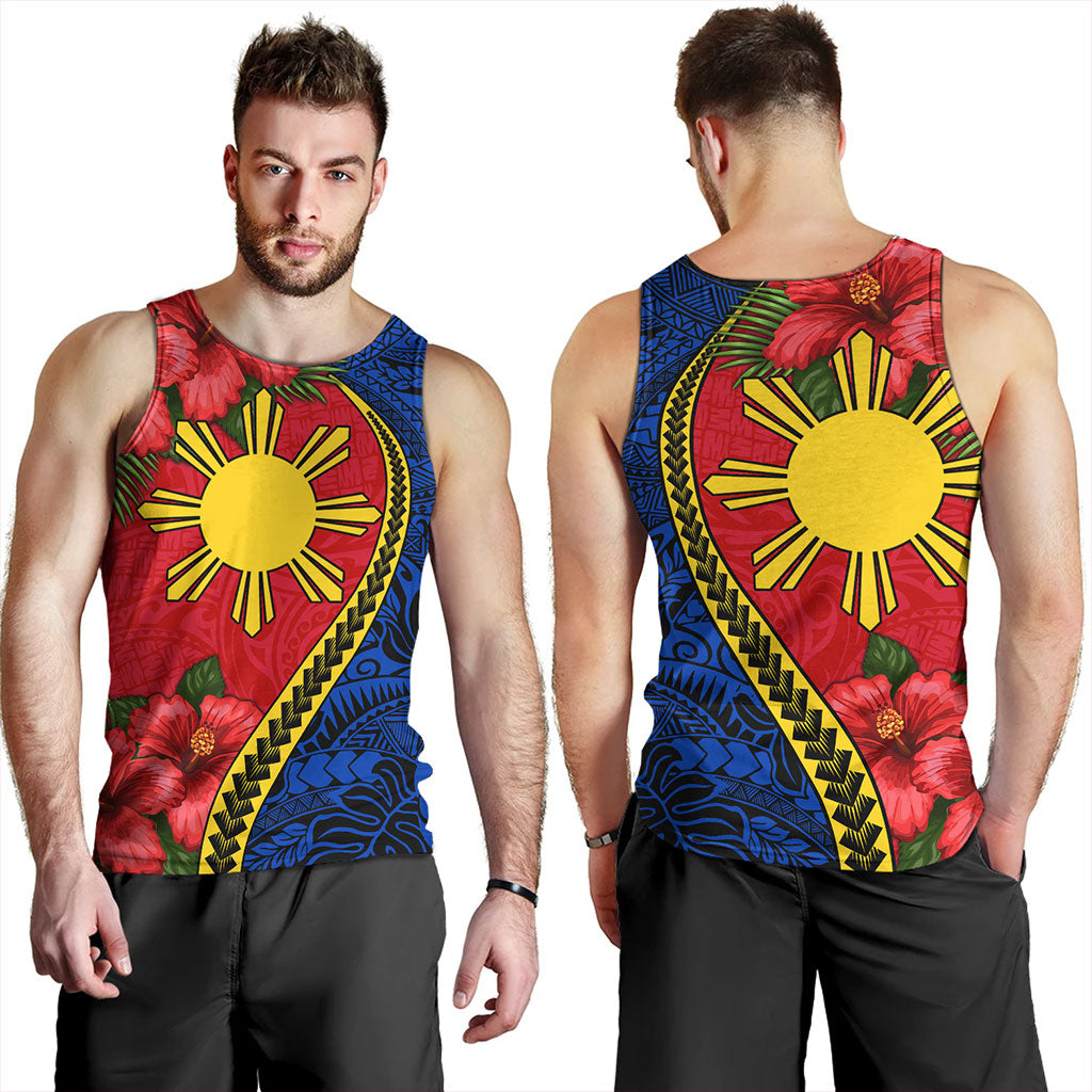 Philippines Filipinos Tank Top Tribal Polynesian With Hibiscus Flower