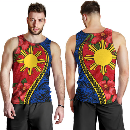 Philippines Filipinos Tank Top Tribal Polynesian With Hibiscus Flower