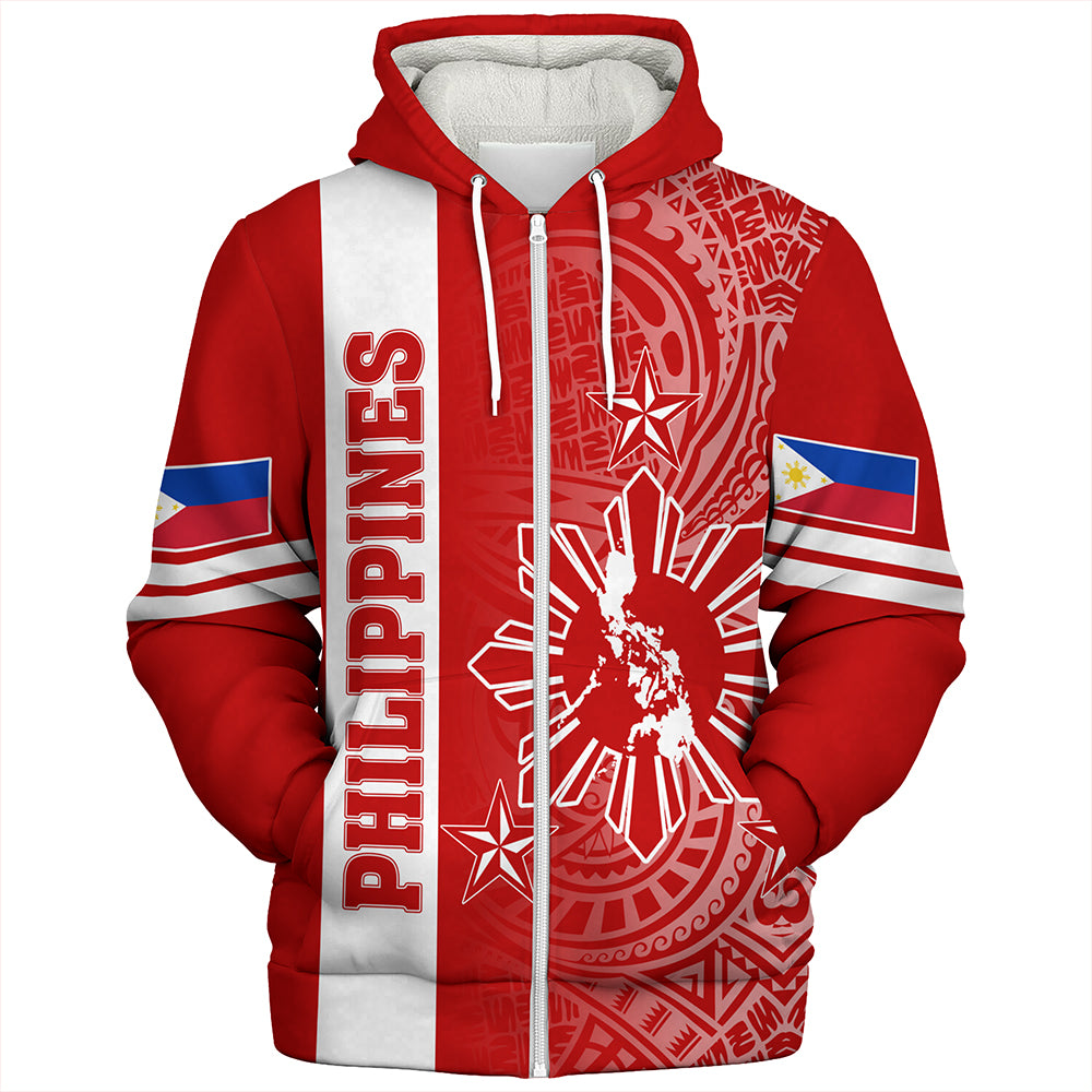 Philippines Sherpa Hoodie Lauhala Half Concept Red