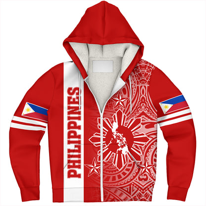 Philippines Sherpa Hoodie Lauhala Half Concept Red