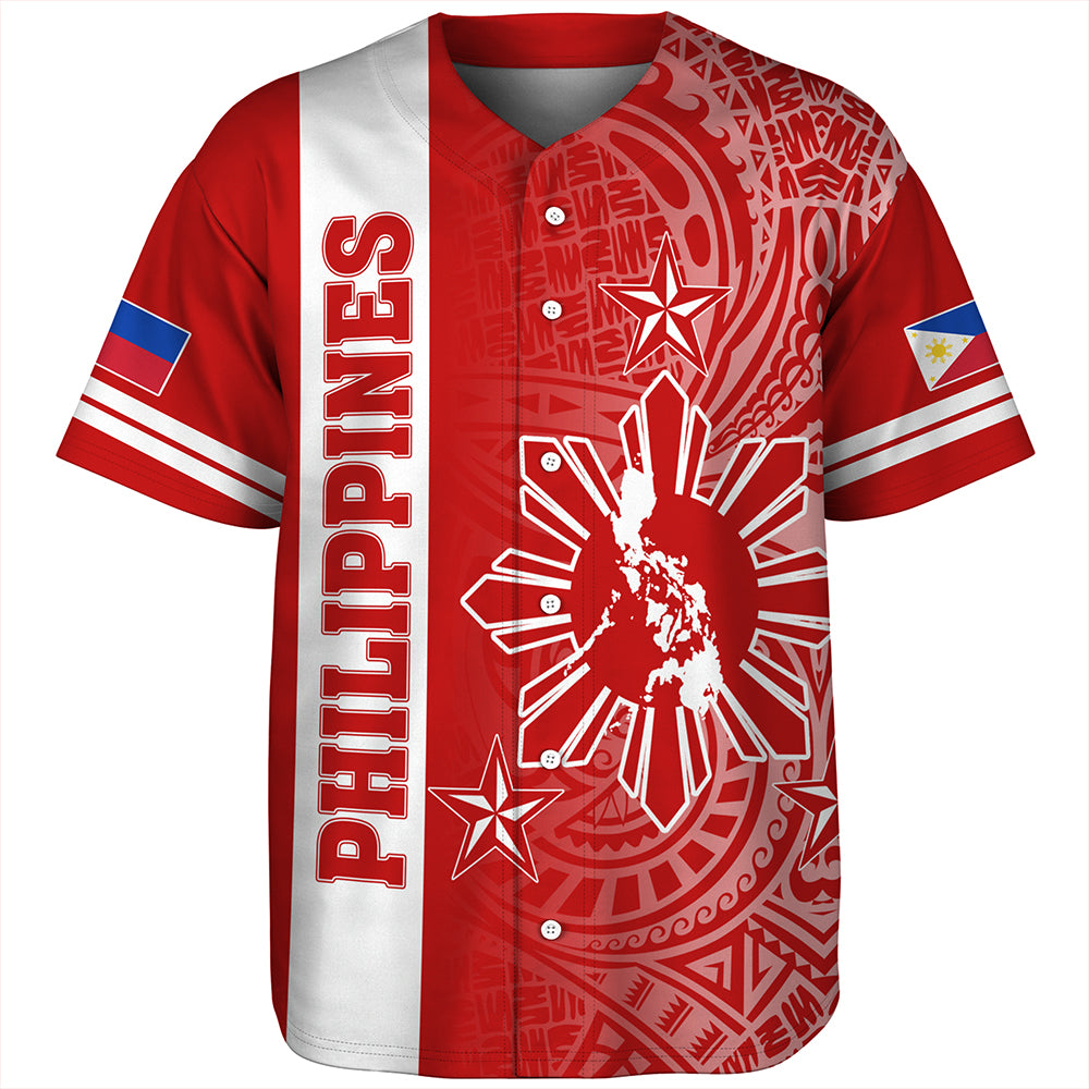 Philippines Baseball Shirt Lauhala Half Concept Red