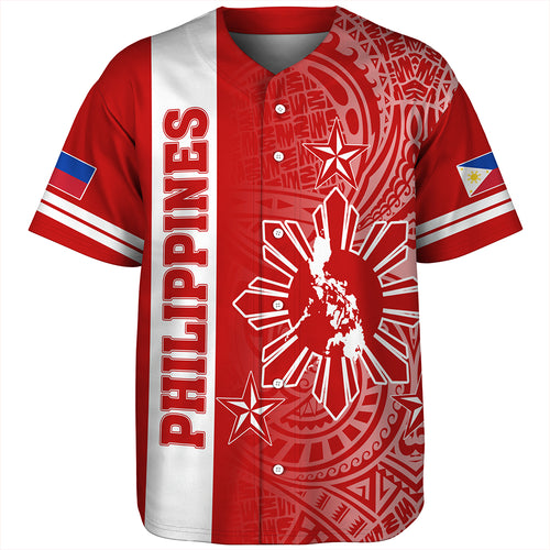 Philippines Baseball Shirt Lauhala Half Concept Red