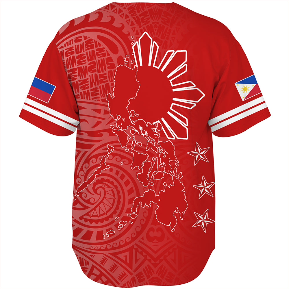 Philippines Baseball Shirt Lauhala Half Concept Red