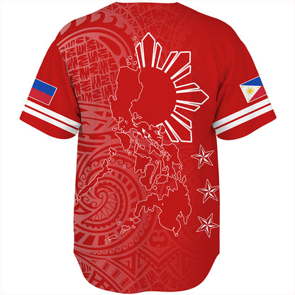 Philippines Baseball Shirt Lauhala Half Concept Red