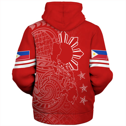 Philippines Sherpa Hoodie Lauhala Half Concept Red