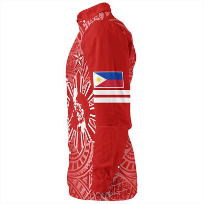 Philippines Long Sleeve Shirt Lauhala Half Concept Red