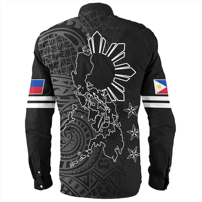 Philippines Long Sleeve Shirt Lauhala Half Concept Black