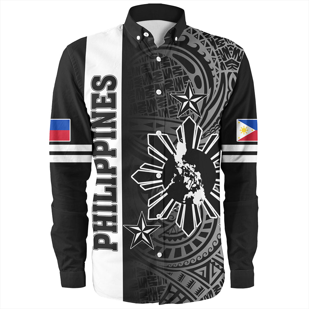 Philippines Long Sleeve Shirt Lauhala Half Concept Black