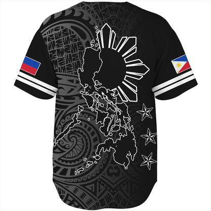 Philippines Baseball Shirt Lauhala Half Concept Black