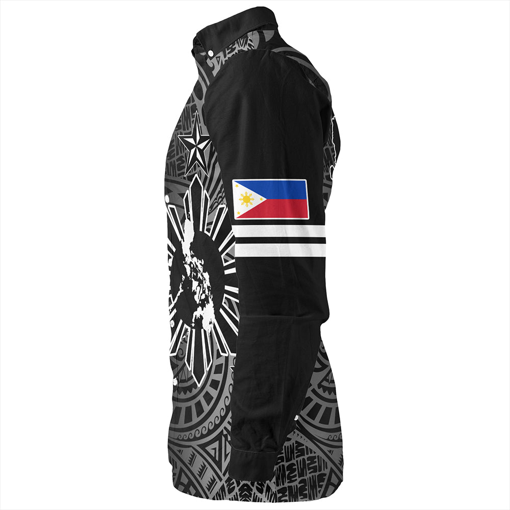 Philippines Long Sleeve Shirt Lauhala Half Concept Black