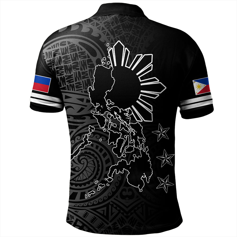 Philippines Polo Shirt Lauhala Half Concept Black