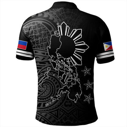 Philippines Polo Shirt Lauhala Half Concept Black