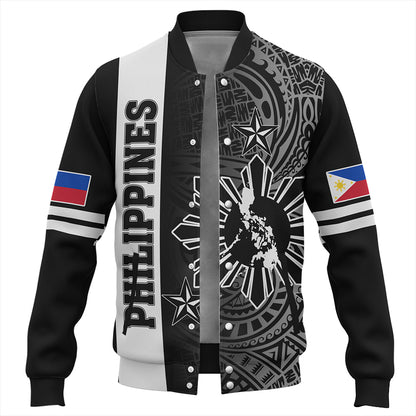 Philippines Baseball Jacket Lauhala Half Concept Black