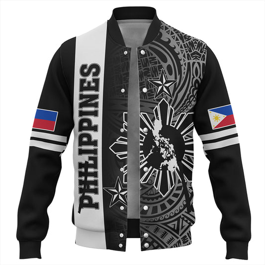 Philippines Baseball Jacket Lauhala Half Concept Black