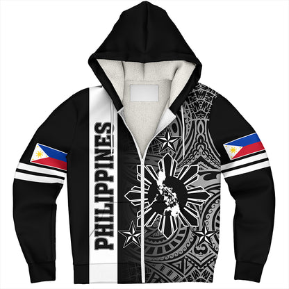 Philippines Sherpa Hoodie Lauhala Half Concept Black